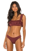 Eberjey So Solid Jane Ruffle Bandeau Bikini Top In Port