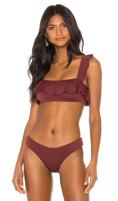 Eberjey So Solid Jane Ruffle Bandeau Bikini Top In Port