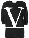 Valentino Oversized Logo Print Top In Ni Nero/bianco