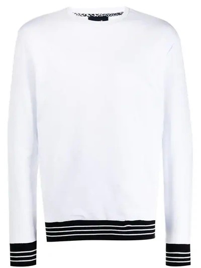 Cavalli Class Ribbed Sweatshirt In White