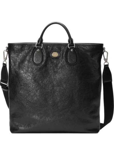 Gucci Soft Leather Tote In Black