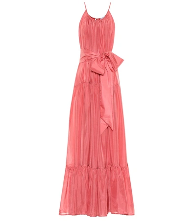 Kalita Genevieve Gathered Tiered Silk-habotai Maxi Dress In Pastel Pink