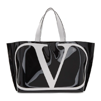 Valentino Garavani Vlogo Polymeric & Leather Tote Bag In Black