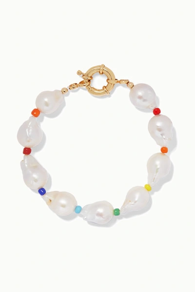 Eliou Asti Pearl And Bead Anklet In White