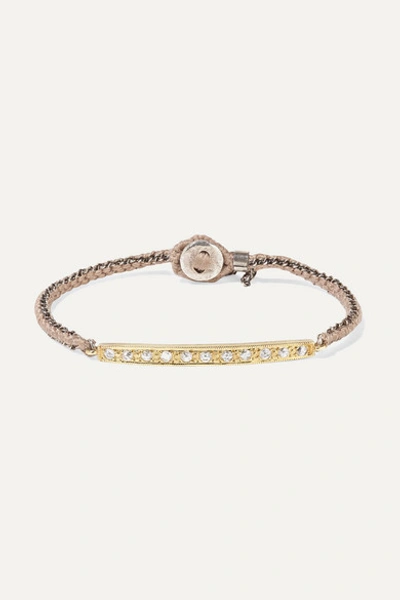 Brooke Gregson 18-karat Gold, Sterling Silver, Silk And Diamond Bracelet