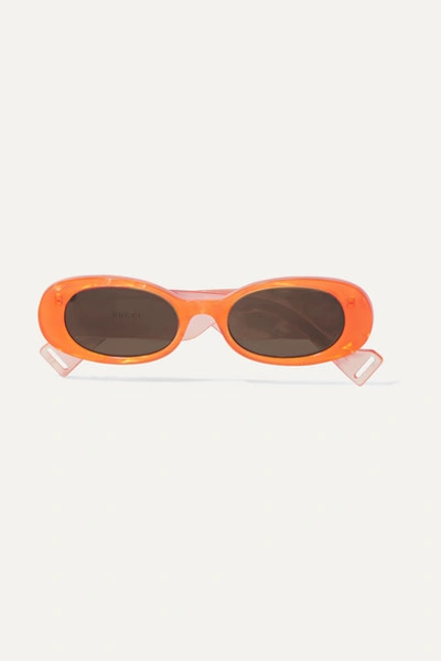 Gucci Oval-frame Acetate Sunglasses In 005 Orange