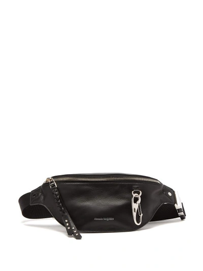 Alexander Mcqueen Men's Mini Leather Belt Bag/fanny Pack In Black
