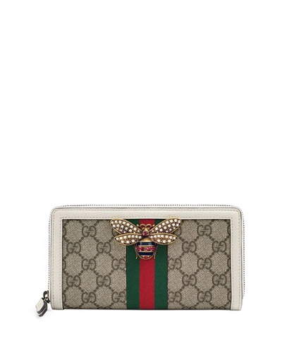 Gucci Queen Margaret Gg Supreme Wallet In Light Beige