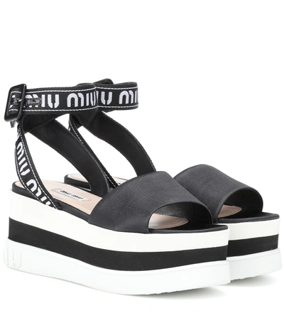 Miu Miu Black Nylon Platform Sandals