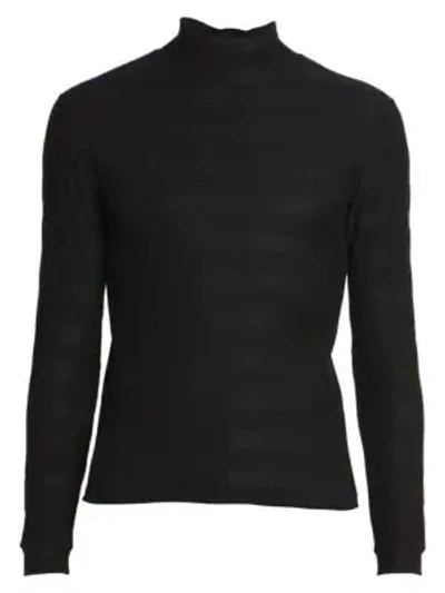 Saint Laurent Long Sleeve Mockneck T-shirt In Black