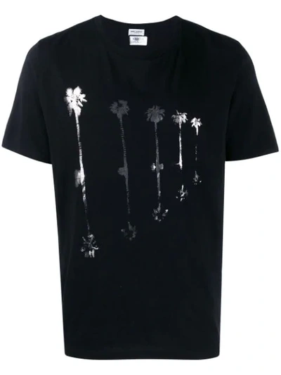 Saint Laurent Metallic Printed Cotton-jersey T-shirt In Black