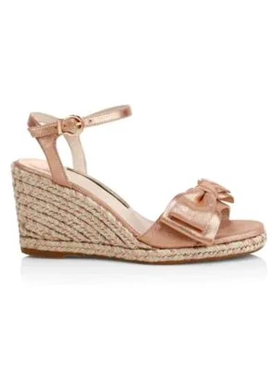 Sophia Webster Bonnie Leather Bow Espadrille Wedge Sandals In Rose Gold