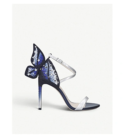 Sophia Webster 'chiara' Embroidered Butterfly Appliqué Leather Sandals In Silver Com
