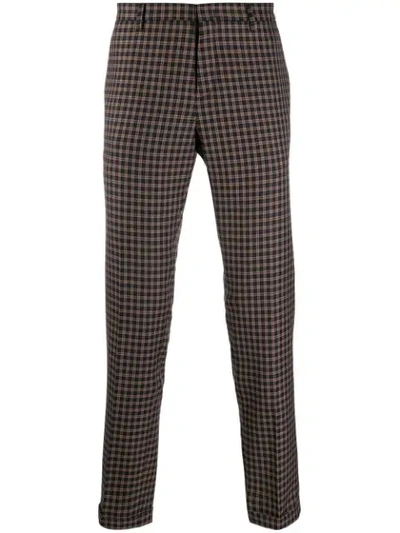 Paul Smith Tapered-leg Checked Wool Trousers In Blue