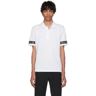 Givenchy Logo Sleeve Polo Shirt In White