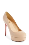 Christian Louboutin Bianca Almond-toe Platform Red Sole Pump In Nude