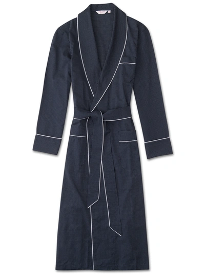 Derek Rose Plaza 21 Cotton Polka Dot Dressing Gown In Blue