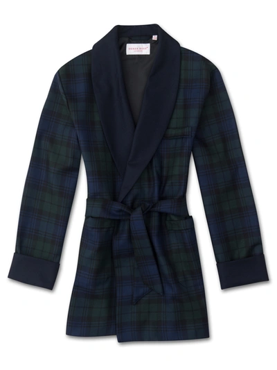 Derek Rose Wool Tartan Smoking Jacket In Black