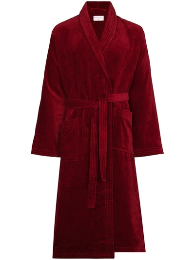 Derek Rose Triton Cotton-velour Bathrobe In Red