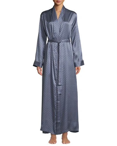 Derek Rose Brindisi Long Medallion-print Silk Robe In Lilac