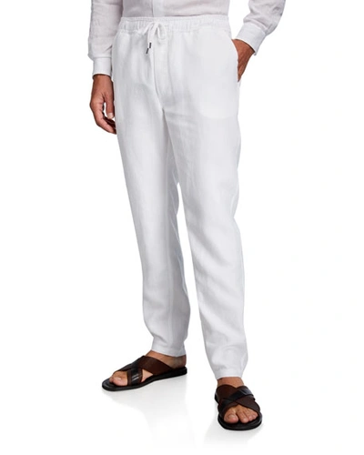 Derek Rose Men's Sydney 1 Linen Trouser Pants In White