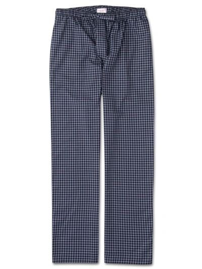 Derek Rose Braemar Checked Lounge Trousers In Navy