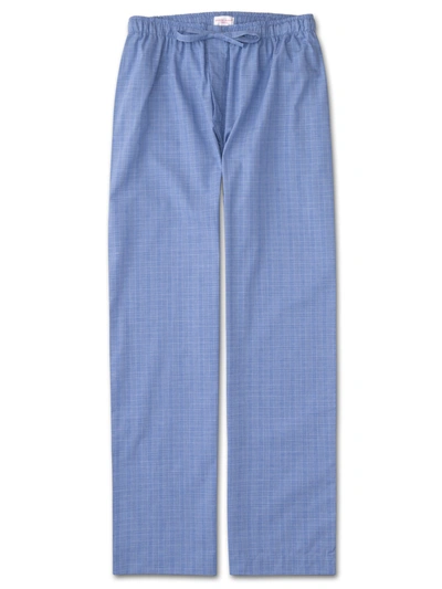 Derek Rose Prince Of Wales Check Lounge Trousers In Blue
