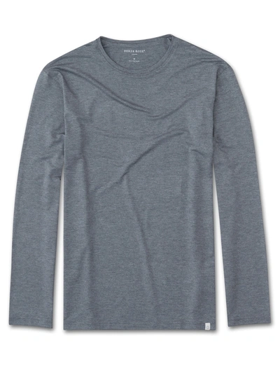 Derek Rose Men's Long Sleeve T-shirt Marlowe Micro Modal Stretch Charcoal