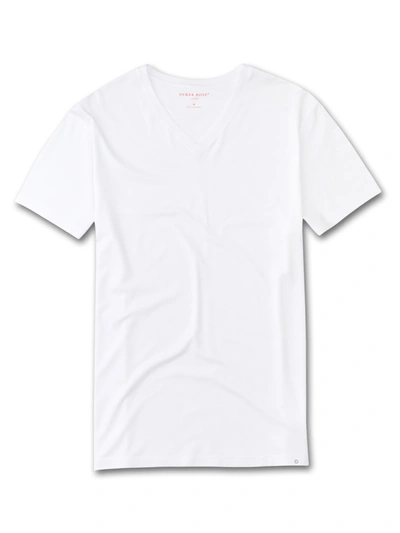 Derek Rose Men's V-neck T-shirt Basel Micro Modal Stretch White