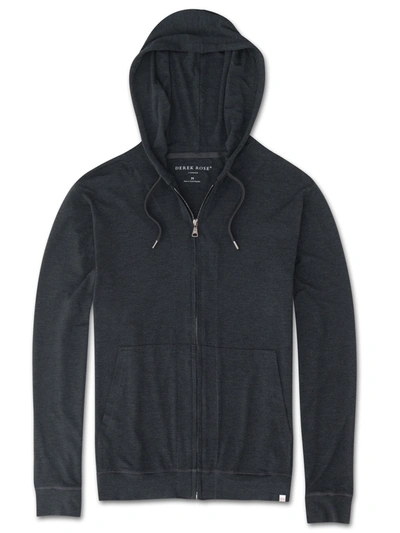 Derek Rose Jersey Front-zip Hoodie, Anthracite In Charcoal