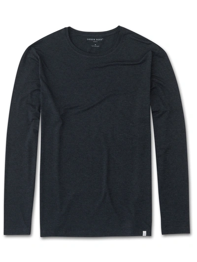 Derek Rose Men's Long Sleeve T-shirt Marlowe Micro Modal Stretch Anthracite