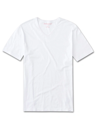 Derek Rose Men's V-neck T-shirt Riley Pima Cotton White