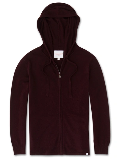 Derek Rose Women's Cashmere Hoodie Finley Pure Cashmere Burgundy