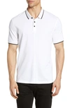 John Varvatos Dover Slim Fit Tipped Pique Polo In White