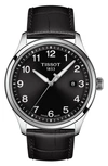 Tissot Gent Xl Classic Leather Strap Watch, 42mm In Black/ Silver