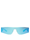 Balenciaga Mono Rectangle-frame Nylon Mirrored Sunglasses In Blue
