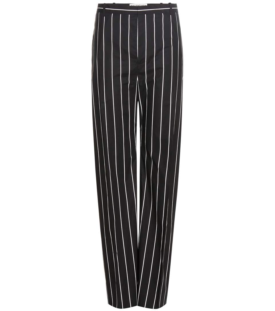 Balenciaga Striped Cotton-poplin Straight-leg Pants In Eoir | ModeSens