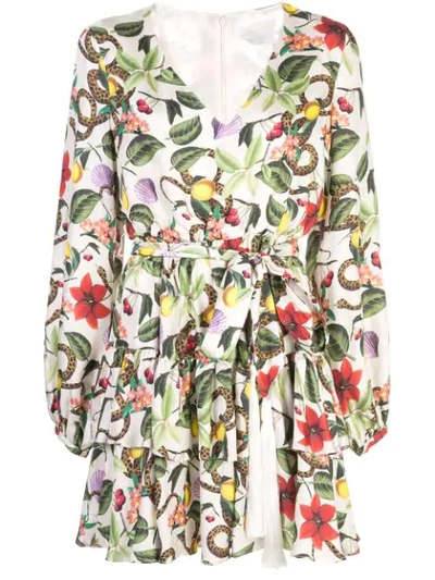 Borgo De Nor Olivia Garden-print Silk-twill Mini Dress In Multicolour