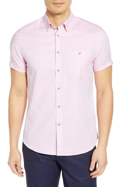 Ted Baker Wallabi Slim Fit Oxford Shirt In Pink