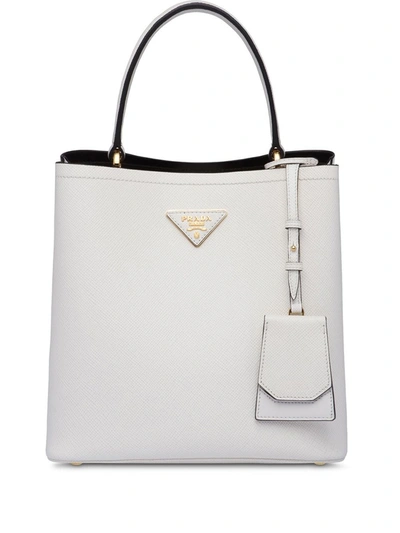 Prada Double Bucket Bag In Bianco/ Nero | ModeSens