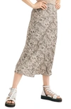 Free People Normani Leopard Print Bias Cut Midi Skirt In Grey Combo