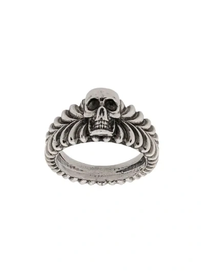 Emanuele Bicocchi Skull Engraved Ring In Silver