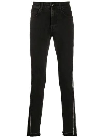 Cavalli Class Stripe Detail Slim-fit Jeans In Black