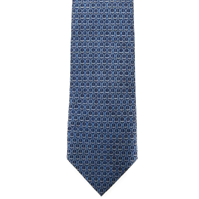Ferragamo Light Blue Silk Gancini Printed Tie