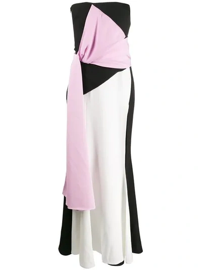 Avaro Figlio Colour Block Strapless Dress In Pink Black White