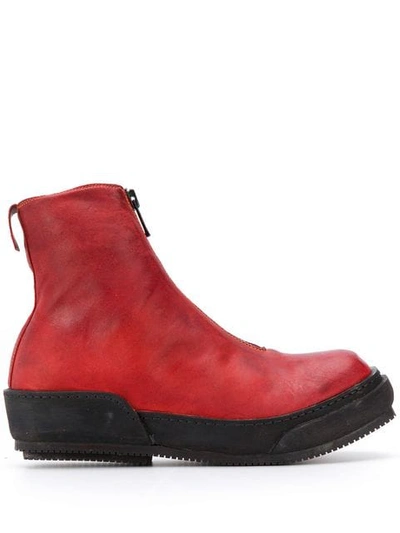 Guidi Front Zip Boots In Red