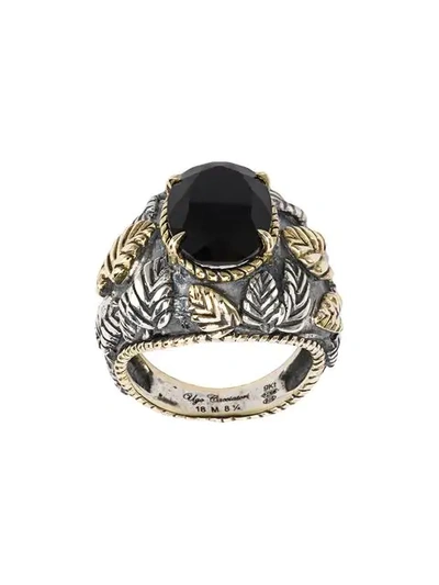 Ugo Cacciatori Leaf Ring - Onyx Arg: 12grs Or: 7.48grs