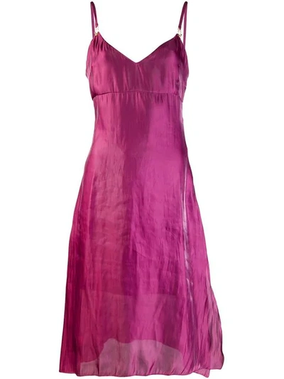 Murmur Sheen Slip Midi Dress - Purple