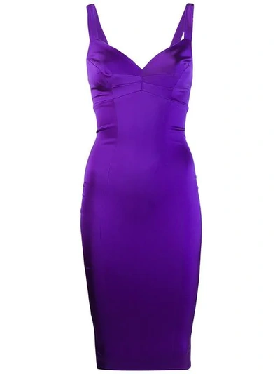Murmur Fitted Midi Dress - Purple