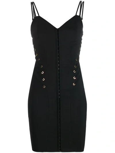 Murmur Lace-up Detail Fitted Dress In Black